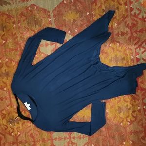 Grace & Lace comfy long sleeve knit top size Small Teal blue/green